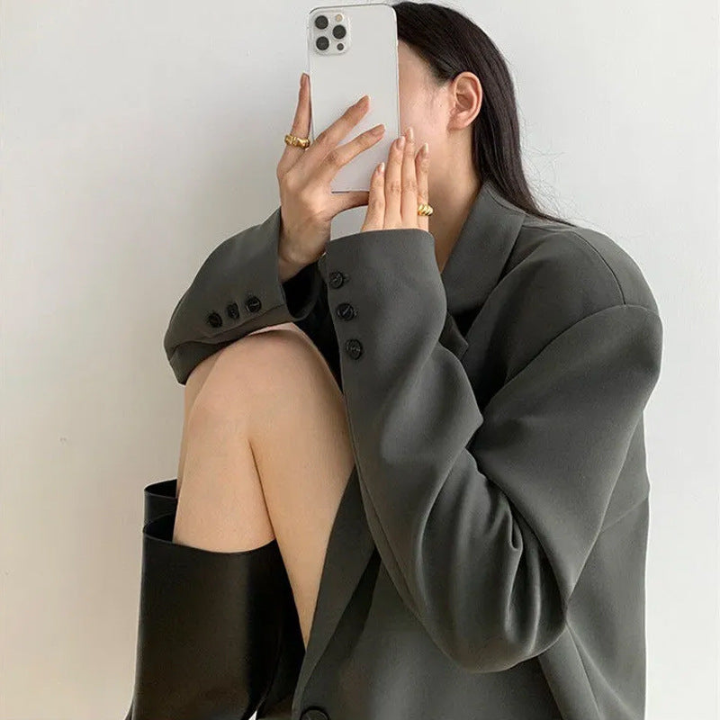 Voguable 2000s fashion Oversize Black Suit Jacket Women's High-Grade New Spring and Autumn Korean Style Casual Loose Profile Suit voguable