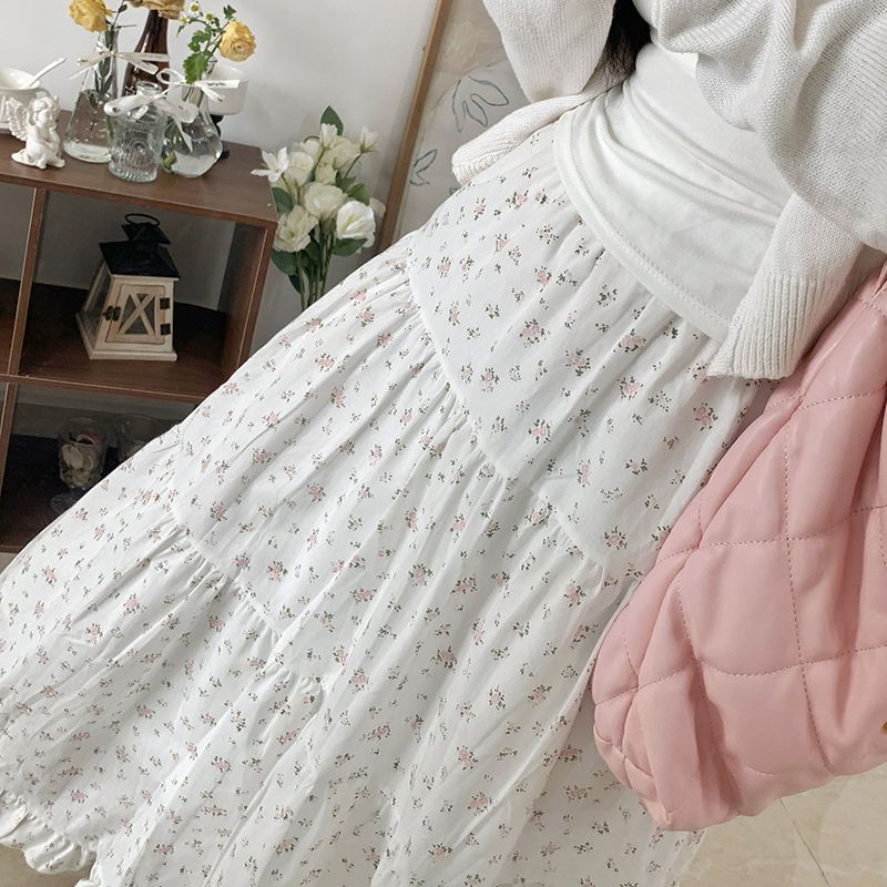 Voguable 90s fashion Young-Looking Wooden Ear Small Fresh Floral Skirt Women's Japanese Soft Girl Niche Super Sweet Stitching Cake Dress voguable