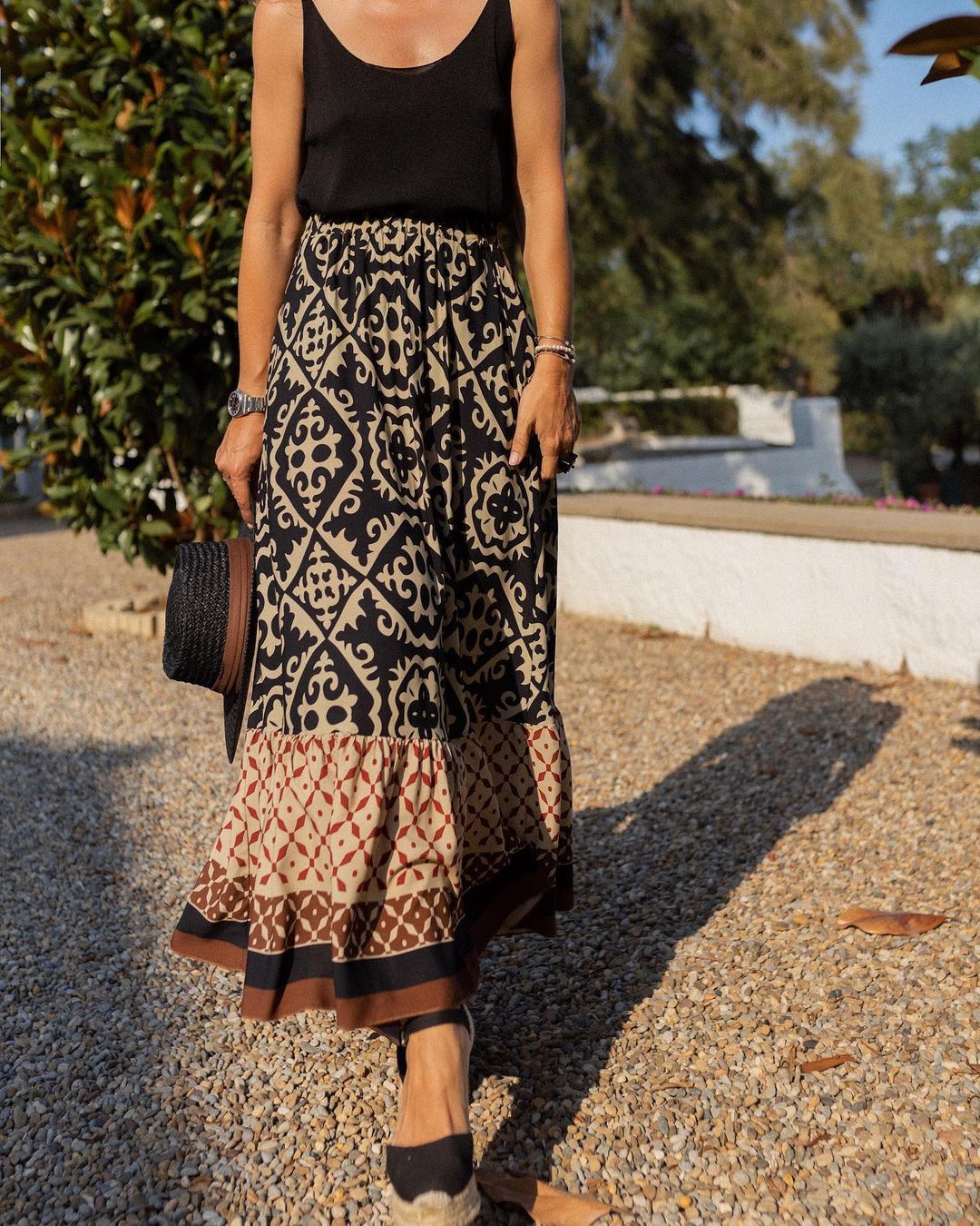 Voguable  Summer Bohemian Skirts Autumn New Sexy Women's Beachwear Cover-Ups Skirts Fashion Ladies Floral Printing High Waist Long Skirt voguable