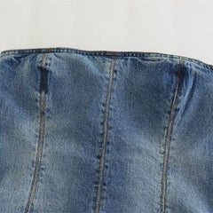 Voguable outfit inspo Powerful Merchant Style Denim Tube Top Fashion Designer Style Washed White Top Back Zipper All-Matching Women's Clothing voguable