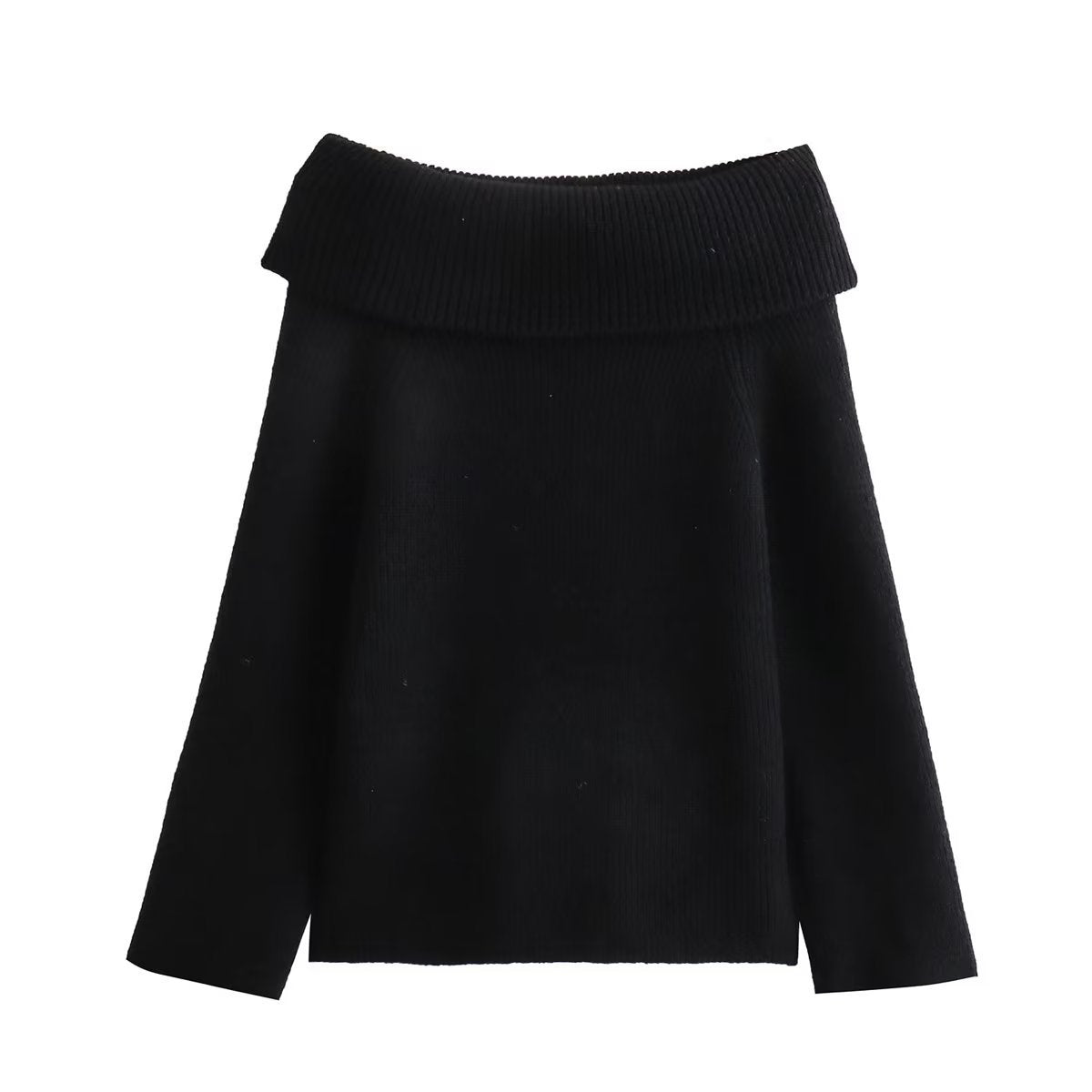Voguable 2000s fashion Women's Winter Women's off-Shoulder Sexy Slim Solid Color Pullover B62839 voguable