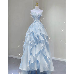 Voguable fruitful fashion dress to impress Blue Evening Dress Summer New Fairy Tube Top Trendy Banquet Host Graduation Adult Dress voguable