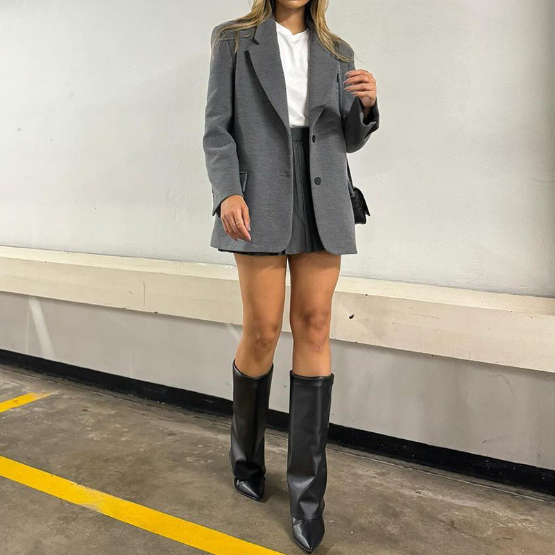 Voguable fall outfits women Women's Autumn and Winter New Ladies Fashion Temperament Solid Color Double-Sided Woolen Lapel Suit voguable