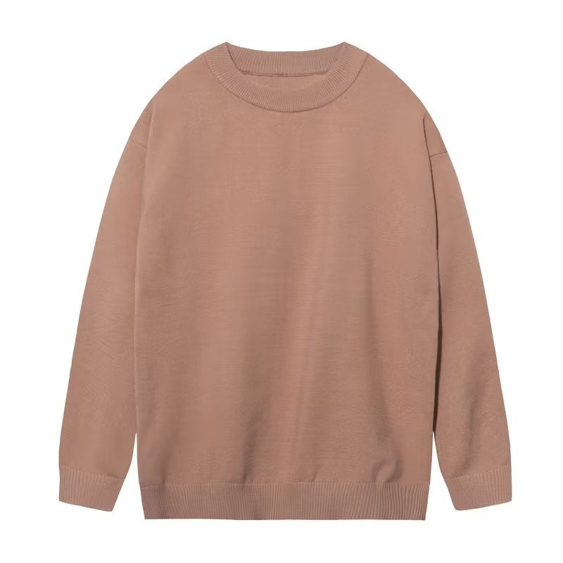 Voguable mens fashion Solid Color Knitted Bottoming Shirt Men's round Neck Men's Long-Sleeved Sweater Hong Kong Style Men's Fashionable Outerwear Spring and Autumn Sweater voguable
