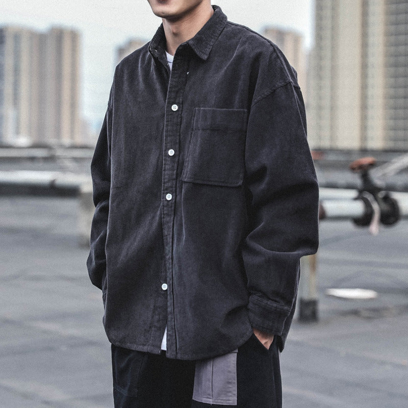 Voguable boy outfits Corduroy Shirt Men's Long-Sleeved Autumn Japanese Fashionable Casual Loose Men's Autumn and Winter Thick Shirt Men's Coat voguable