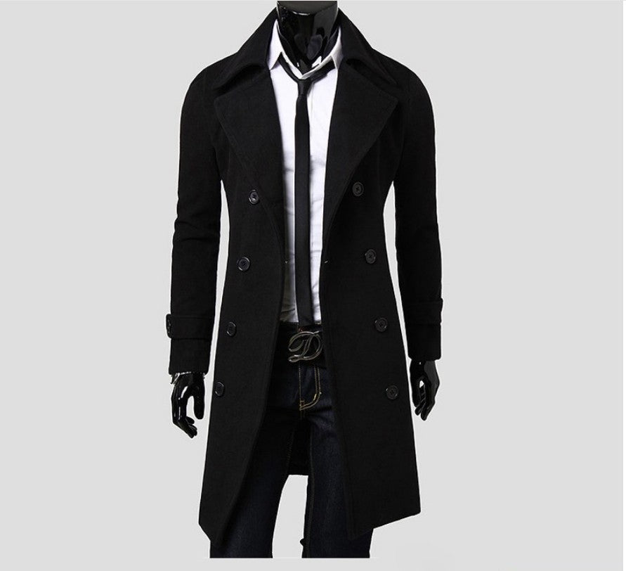 Voguable mens winter fashion New Men's Double-Breasted Woolen Trench Coat Mid-Length Slim Casual Woolen Coat [M-4XL]] voguable