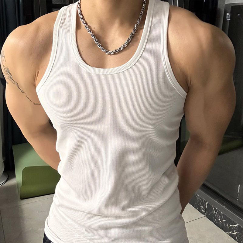 Voguable mens haircut Summer Men's Cotton Thread Vest Casual Sports Base Men's Sleeveless Fitness T-shirt Stretch Muscle Vest voguable