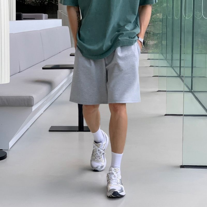 Voguable boy outfits Myq Simple Solid Color Casual Shorts Men's Summer Loose Cropped Sports Pants Korean Style Trendy Straight Pants voguable