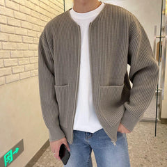 Voguable mens winter fashion Autumn and Winter New Fashion Trendy Ins Trendy Knitted Cardigan Men's Solid Color Sweater Loose Casual Lazy Style voguable