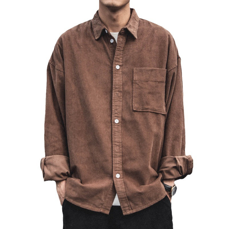 Voguable boy outfits Corduroy Shirt Men's Long-Sleeved Autumn Japanese Fashionable Casual Loose Men's Autumn and Winter Thick Shirt Men's Coat voguable