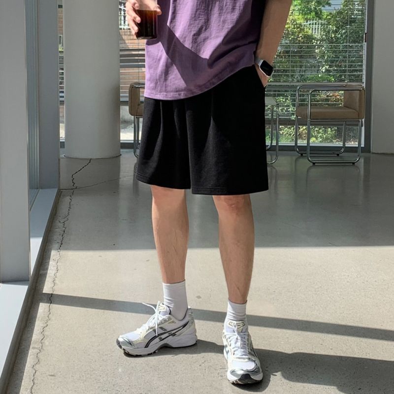 Voguable boy outfits Myq Simple Solid Color Casual Shorts Men's Summer Loose Cropped Sports Pants Korean Style Trendy Straight Pants voguable