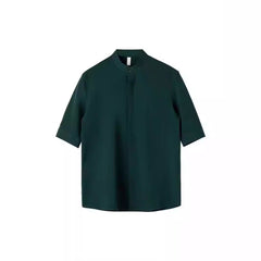 Voguable classy outfits men New Chinese Style Stand Collar Short-Sleeved Shirt Men's Summer New Niche Shirt Trendy Ice Silk Drape All-Match Top voguable