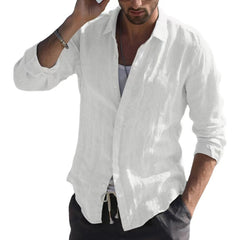 Voguable men’s fashion Pure Cotton Solid Color Long-Sleeved Shirt Men's Youth Casual Cardigan Shirt Men's Coat Promotion voguable