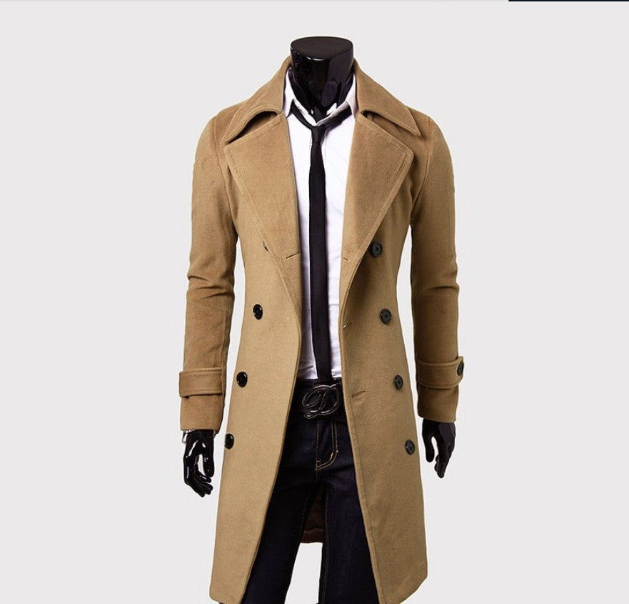 Voguable mens winter fashion New Men's Double-Breasted Woolen Trench Coat Mid-Length Slim Casual Woolen Coat [M-4XL]] voguable