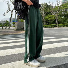 Voguable men outfits Myq Contrast Color Striped Casual Pants Men's Summer Cotton Sports Pants Korean Style Loose Draping Straight Sweatpants voguable