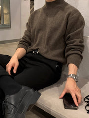 Voguable classy outfits men Men's Autumn and Winter Half Turtleneck Sweater Men's Korean-Style Trendy Solid Color Sweater Mid Collar Bottoming Shirt Warm Inner Wear voguable