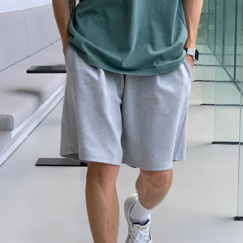 Voguable boy outfits Myq Simple Solid Color Casual Shorts Men's Summer Loose Cropped Sports Pants Korean Style Trendy Straight Pants voguable