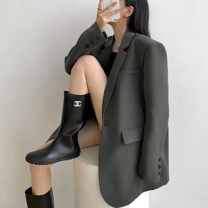 Voguable 2000s fashion Oversize Black Suit Jacket Women's High-Grade New Spring and Autumn Korean Style Casual Loose Profile Suit voguable