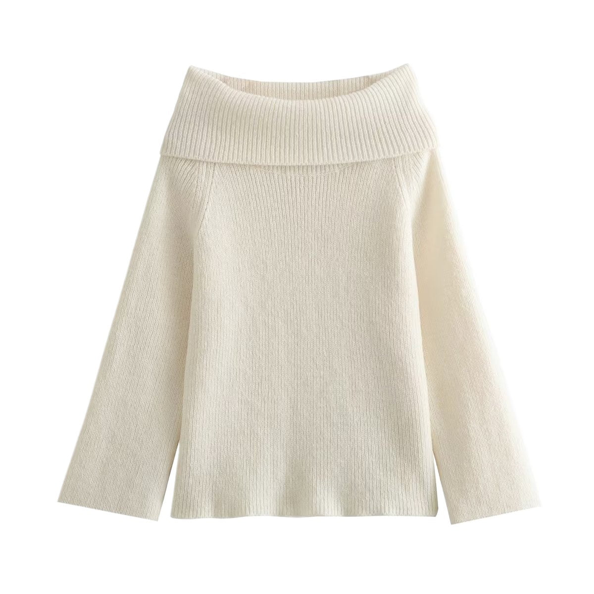 Voguable 2000s fashion Women's Winter Women's off-Shoulder Sexy Slim Solid Color Pullover B62839 voguable