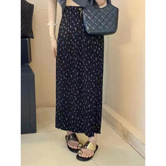 Voguable grunge outfits French Style Retro Tight Loose Waist Floral Skirt Women's Summer New Small High Waist Drape Pleated Split A- line Skirt voguable