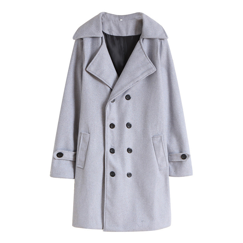 Voguable mens winter fashion New Men's Double-Breasted Woolen Trench Coat Mid-Length Slim Casual Woolen Coat [M-4XL]] voguable
