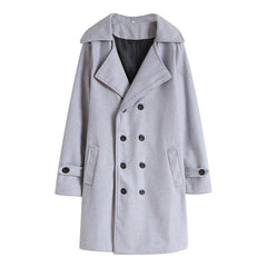 Voguable mens winter fashion New Men's Double-Breasted Woolen Trench Coat Mid-Length Slim Casual Woolen Coat [M-4XL]] voguable