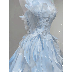Voguable fruitful fashion dress to impress Blue Evening Dress Summer New Fairy Tube Top Trendy Banquet Host Graduation Adult Dress voguable