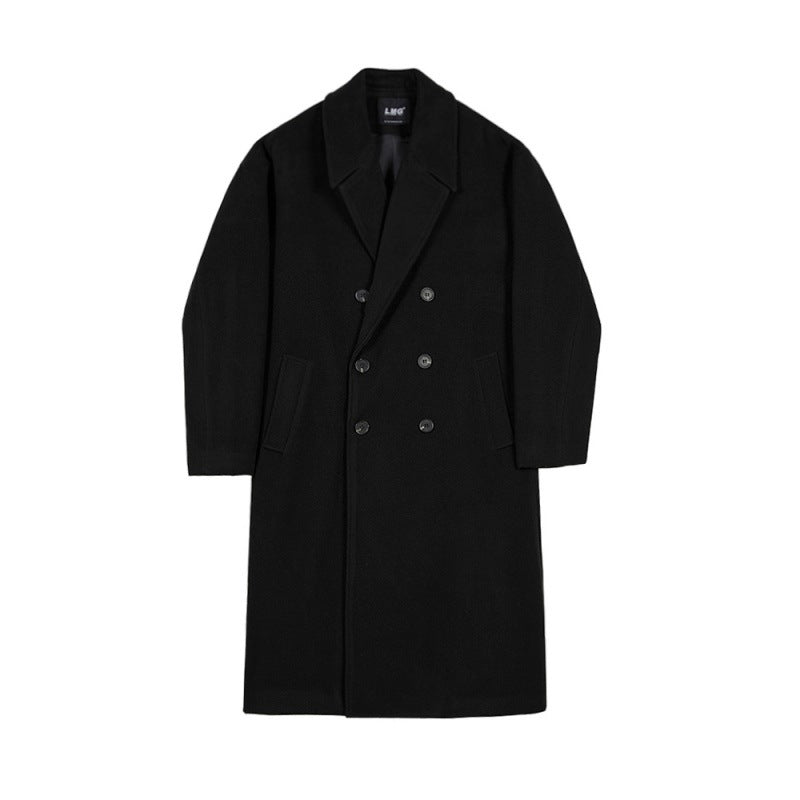 Voguable boy outfits Myq Woolen Coat Men's Mid-Length Autumn and Winter Korean Style Loose High-Grade Thickened Trench Coat Woolen Coat voguable