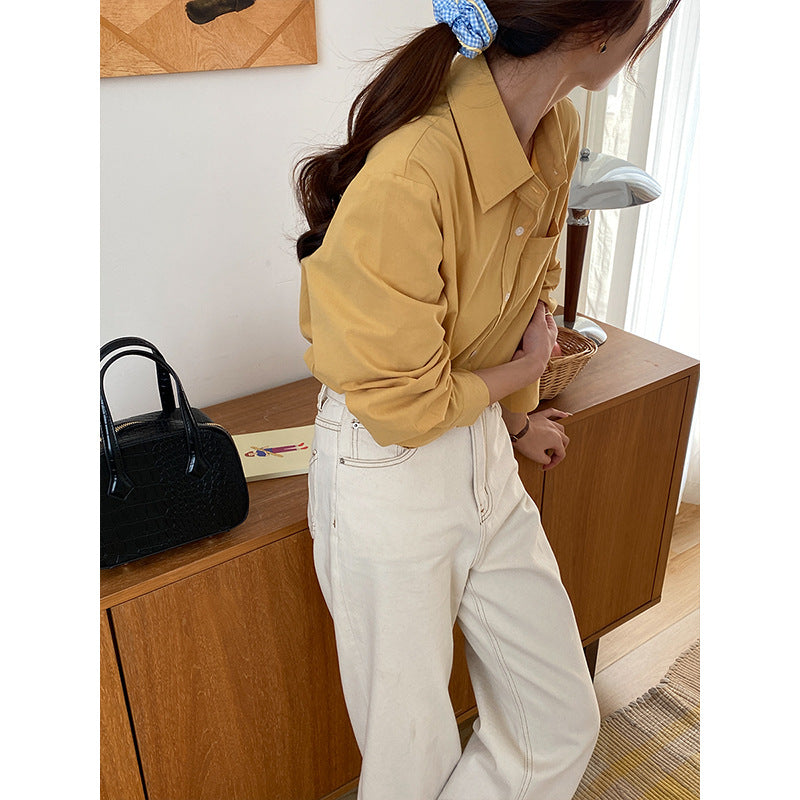 Voguable men’s fashion 3Th Morning Healing Series Stacked French High-Grade Cotton Shirt Early Autumn New voguable