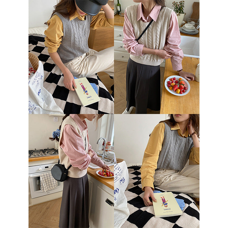 Voguable men’s fashion 3Th Morning Healing Series Stacked French High-Grade Cotton Shirt Early Autumn New voguable