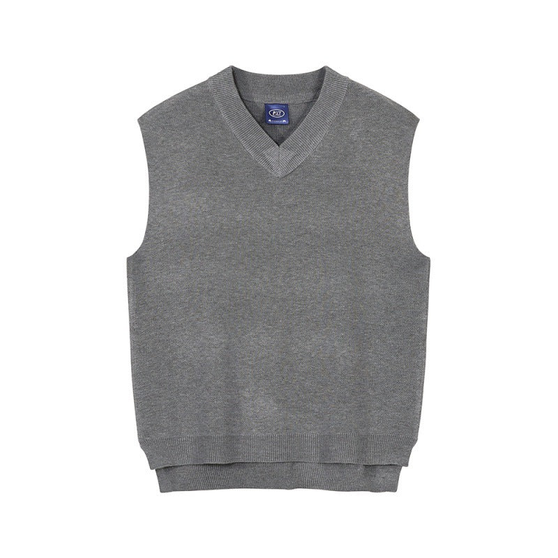 Voguable boy outfits Myq Men's V-neck Knitted Vest Korean Style Trendy All-Match Waistcoat Loose Vest Summer Sleeveless Jacket voguable