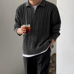 Voguable classy outfits men Myq Half Zipper Sweater Autumn Men's Korean-Style Loose Niche Design Lapel Pullover Sweater voguable