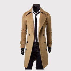 Voguable mens winter fashion New Men's Double-Breasted Woolen Trench Coat Mid-Length Slim Casual Woolen Coat [M-4XL]] voguable