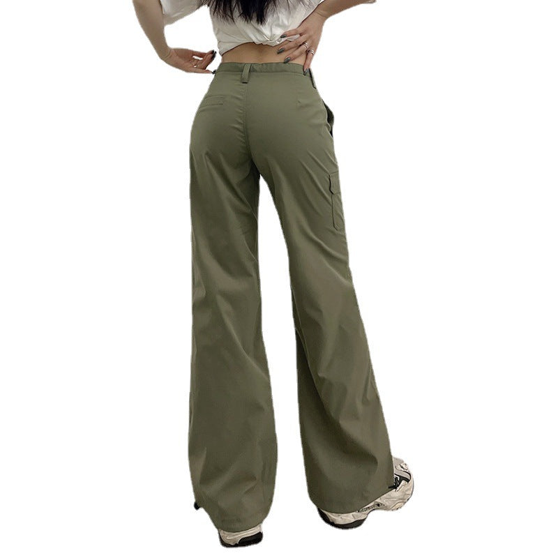 Voguable 2000s fashion Women's Spring Fashion Bow Lace-up Pocket Overalls Low Waist Slimming Casual Ankle-Tied Pants voguable
