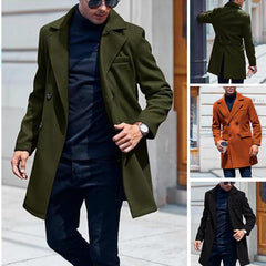 Voguable men’s fashion European Version New plus Size Woolen Overcoat Men's Casual Jacket Mid-Length Double Breasted voguable
