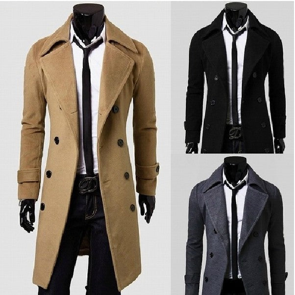 Voguable mens winter fashion New Men's Double-Breasted Woolen Trench Coat Mid-Length Slim Casual Woolen Coat [M-4XL]] voguable