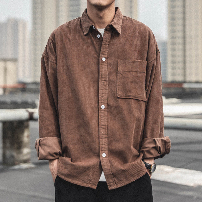 Voguable boy outfits Corduroy Shirt Men's Long-Sleeved Autumn Japanese Fashionable Casual Loose Men's Autumn and Winter Thick Shirt Men's Coat voguable