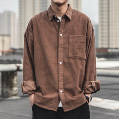 Voguable boy outfits Corduroy Shirt Men's Long-Sleeved Autumn Japanese Fashionable Casual Loose Men's Autumn and Winter Thick Shirt Men's Coat voguable
