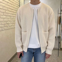 Voguable mens winter fashion Autumn and Winter New Fashion Trendy Ins Trendy Knitted Cardigan Men's Solid Color Sweater Loose Casual Lazy Style voguable