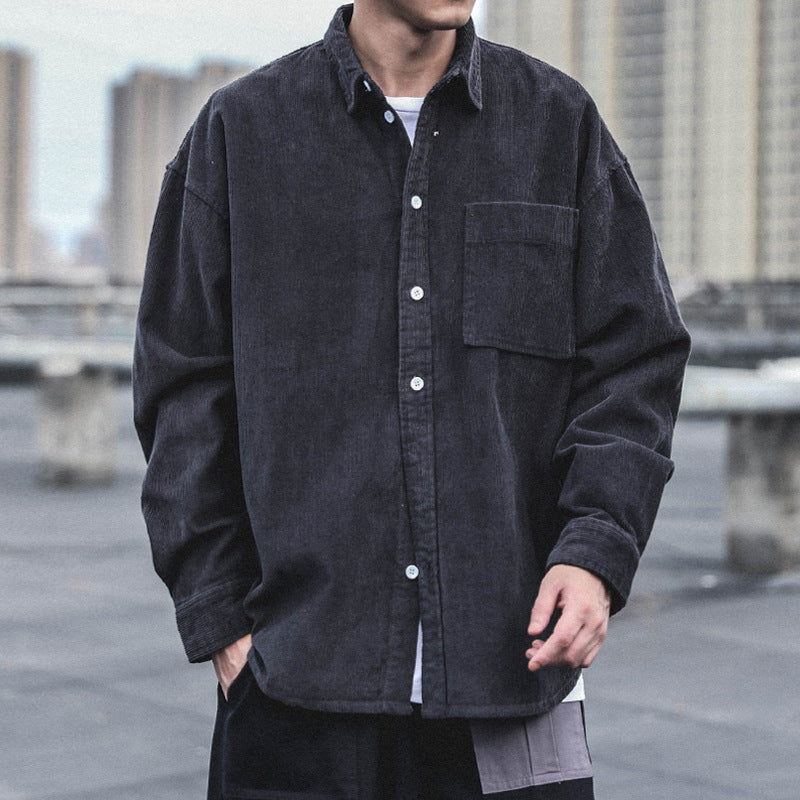 Voguable boy outfits Corduroy Shirt Men's Long-Sleeved Autumn Japanese Fashionable Casual Loose Men's Autumn and Winter Thick Shirt Men's Coat voguable