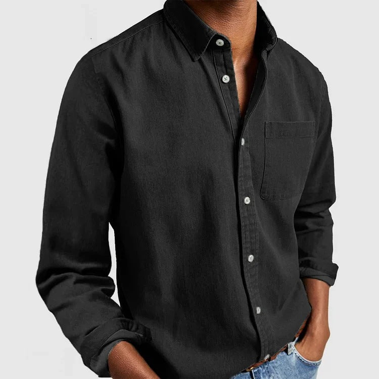 Voguable black men fashion urban E-Commerce New Men's Shirt New Long-Sleeved Lapel Men's Shirt voguable