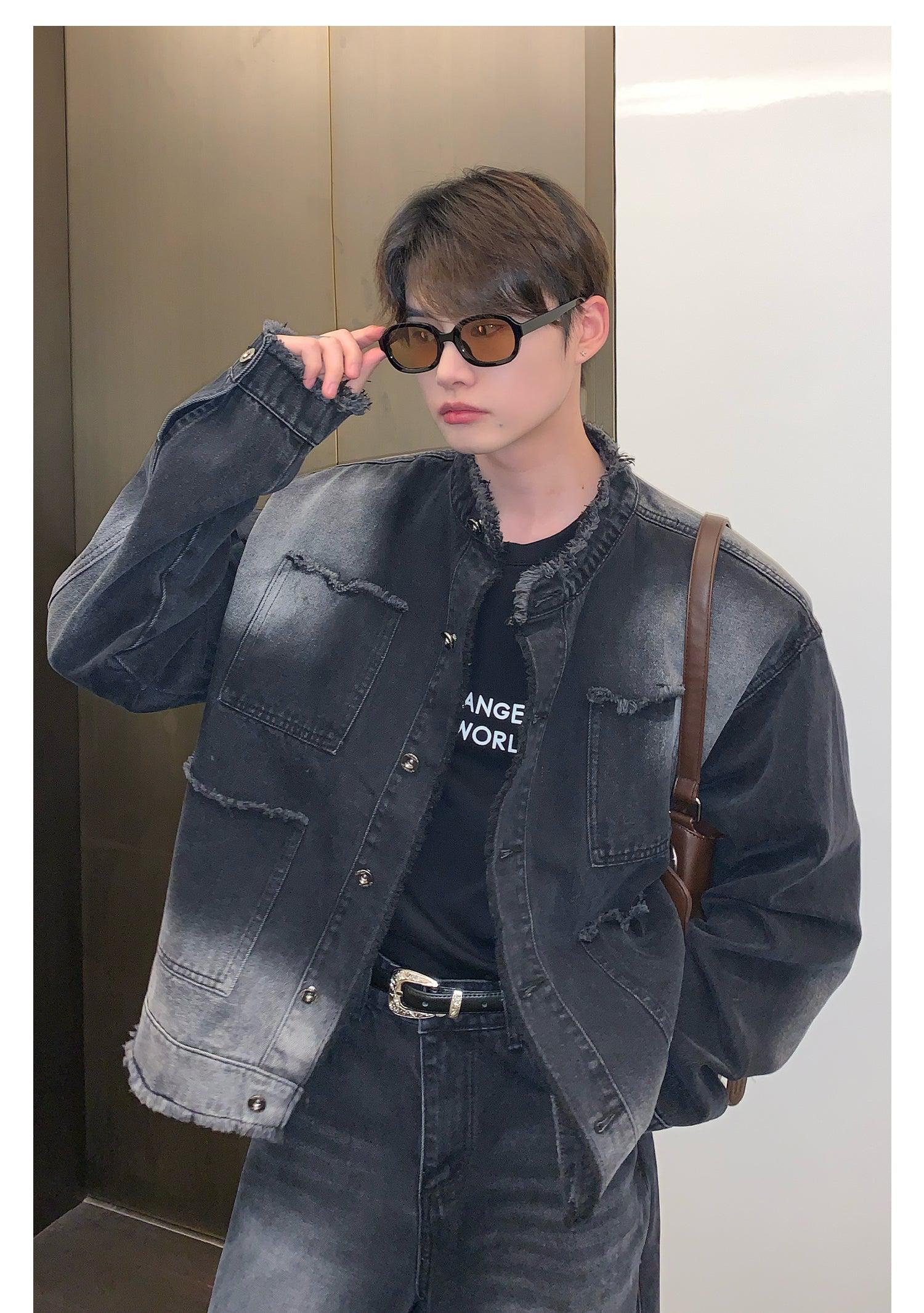 Retro Shoulder Pad Denim Suit mysite