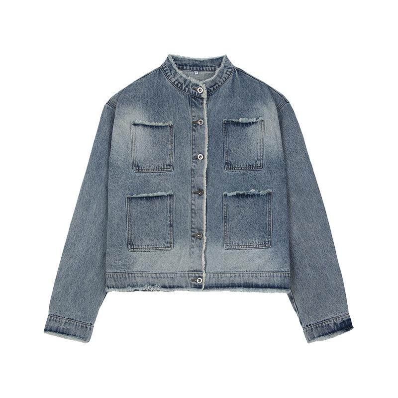 Retro Shoulder Pad Denim Suit mysite