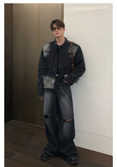 Retro Shoulder Pad Denim Suit mysite
