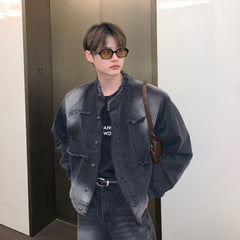 Retro Shoulder Pad Denim Suit mysite
