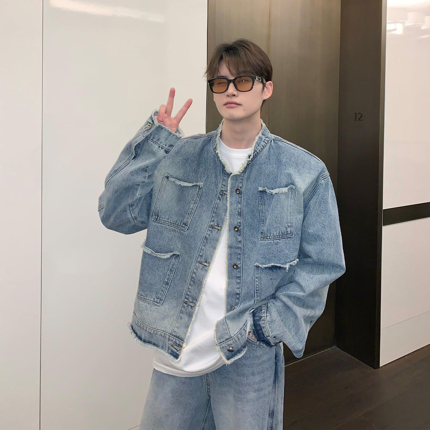Retro Shoulder Pad Denim Suit mysite