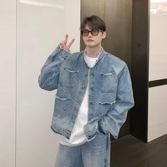 Retro Shoulder Pad Denim Suit mysite