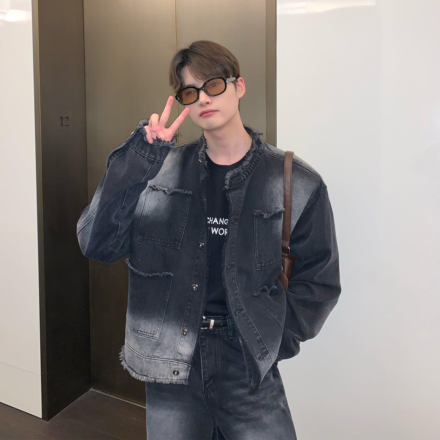 Retro Shoulder Pad Denim Suit mysite