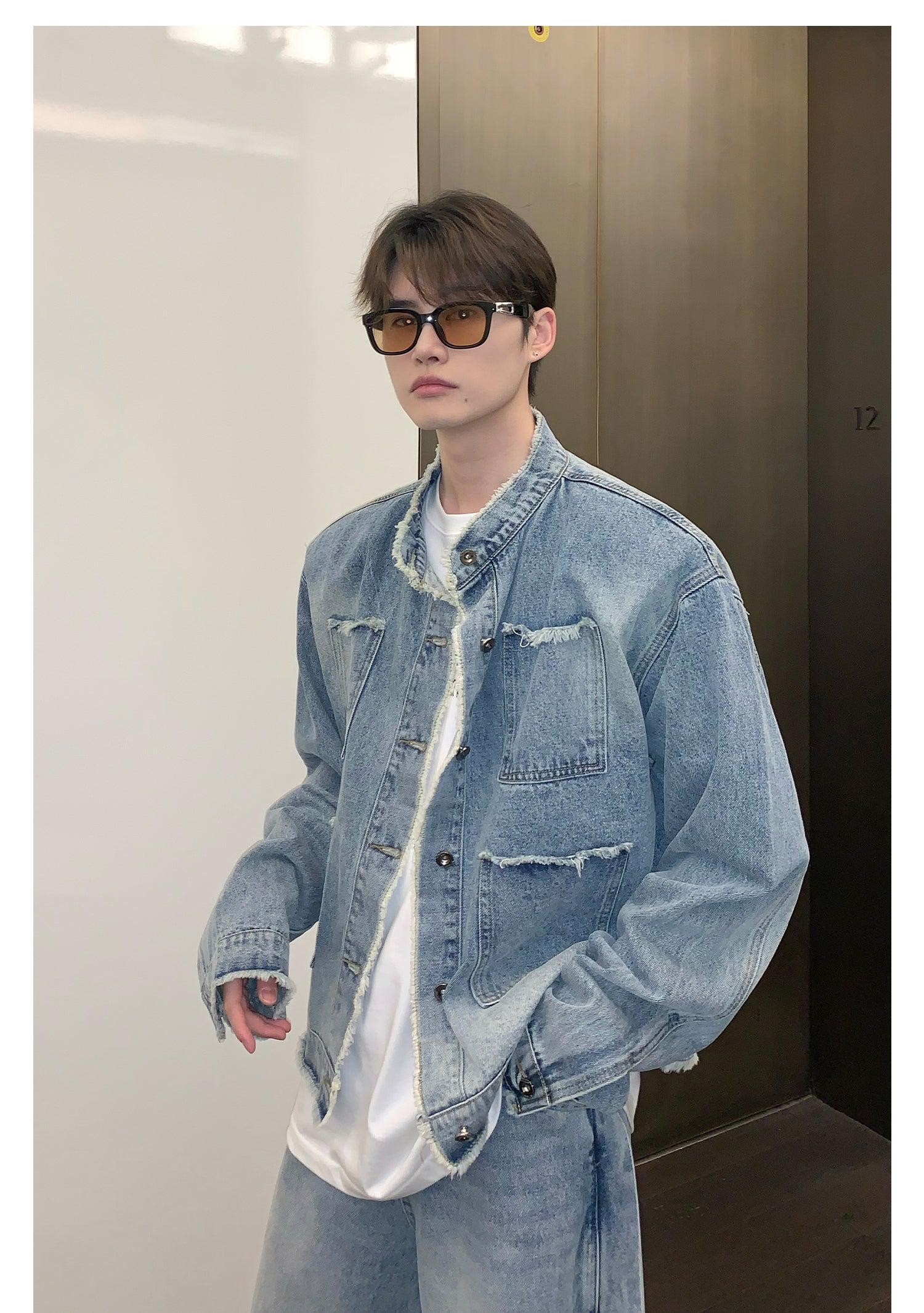 Retro Shoulder Pad Denim Suit mysite