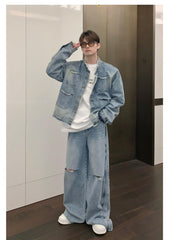 Retro Shoulder Pad Denim Suit mysite